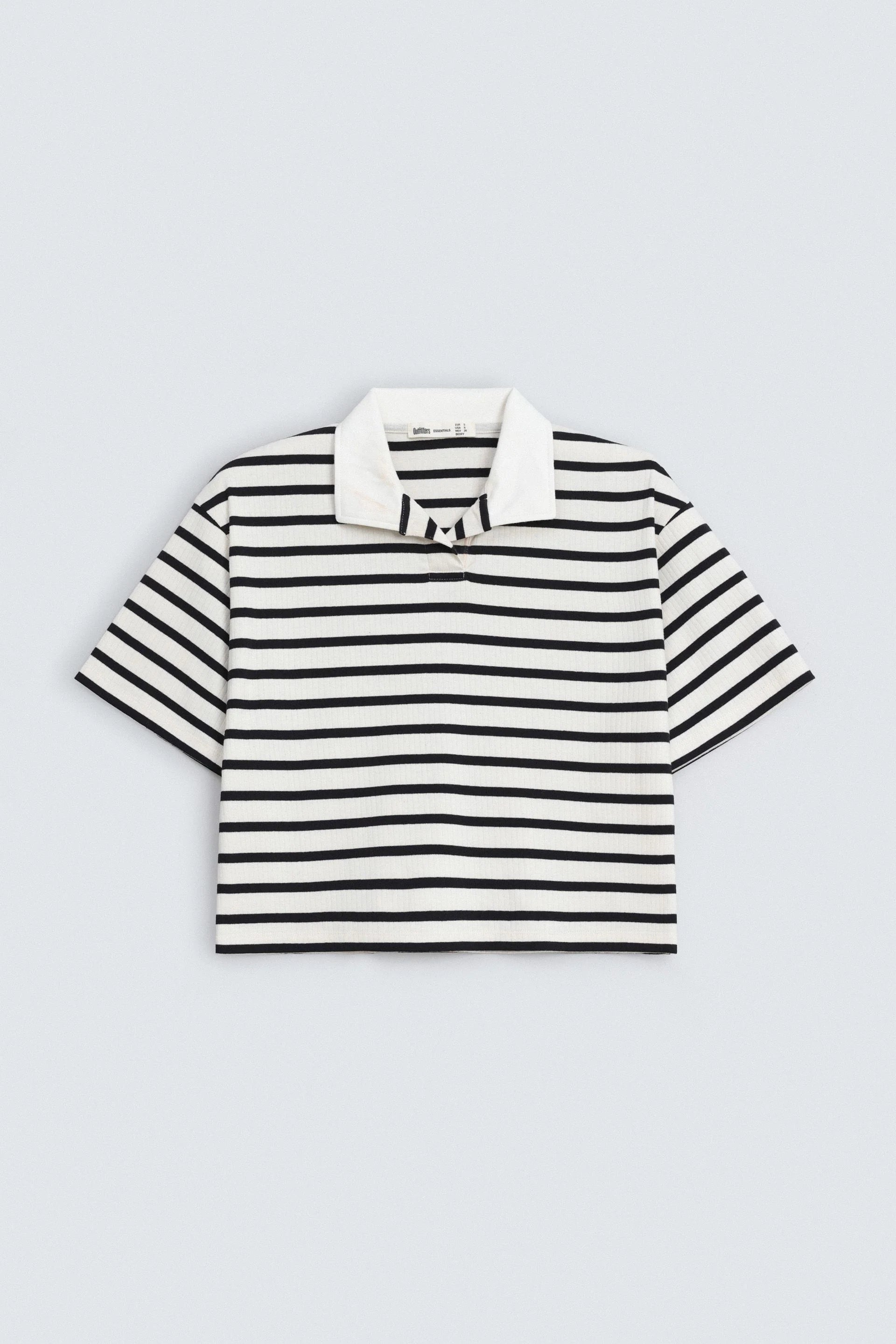 Cropped Striped Polo Shirt