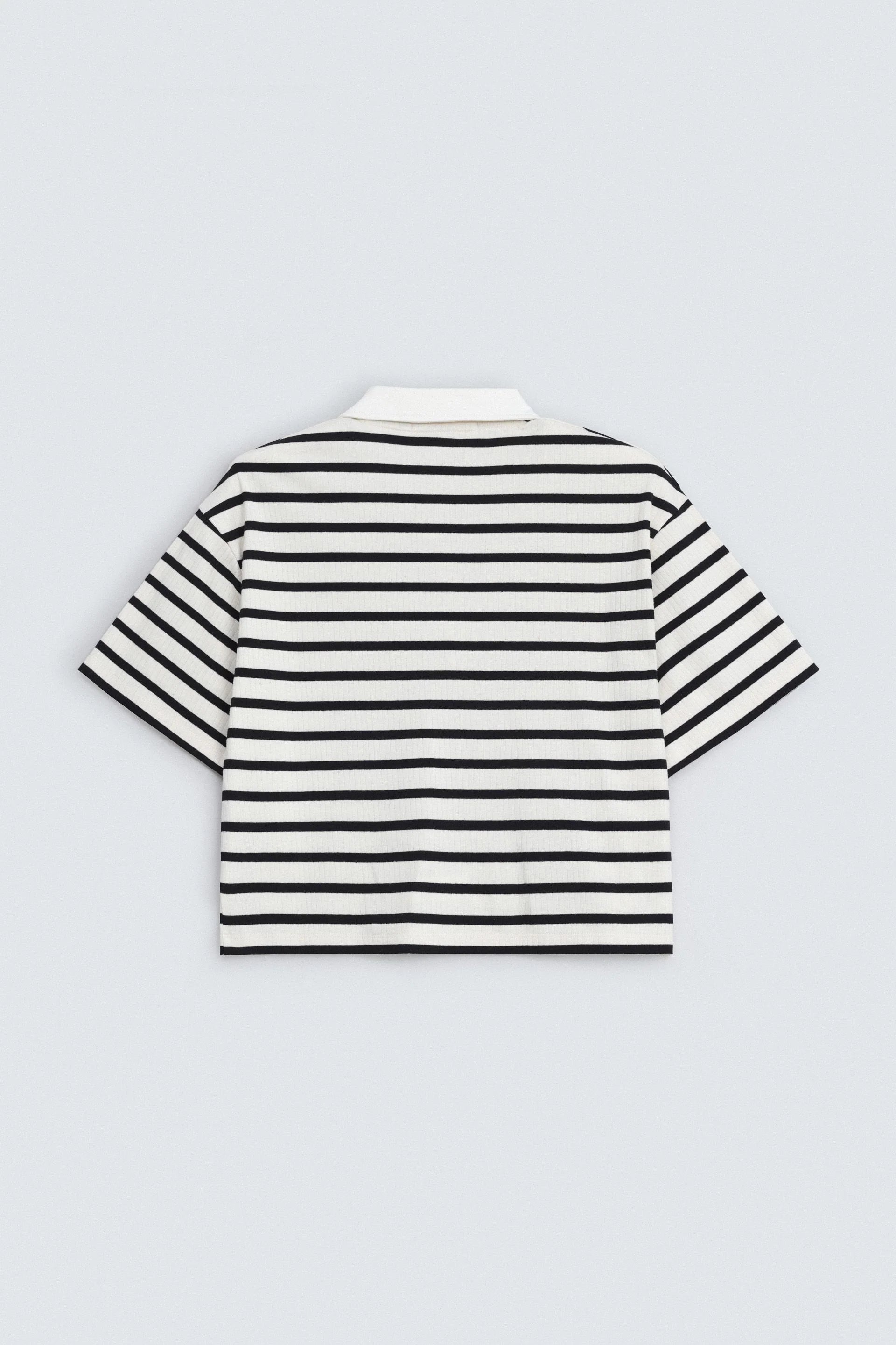 Cropped Striped Polo Shirt