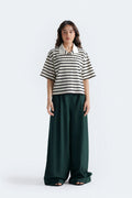 Cropped Striped Polo Shirt
