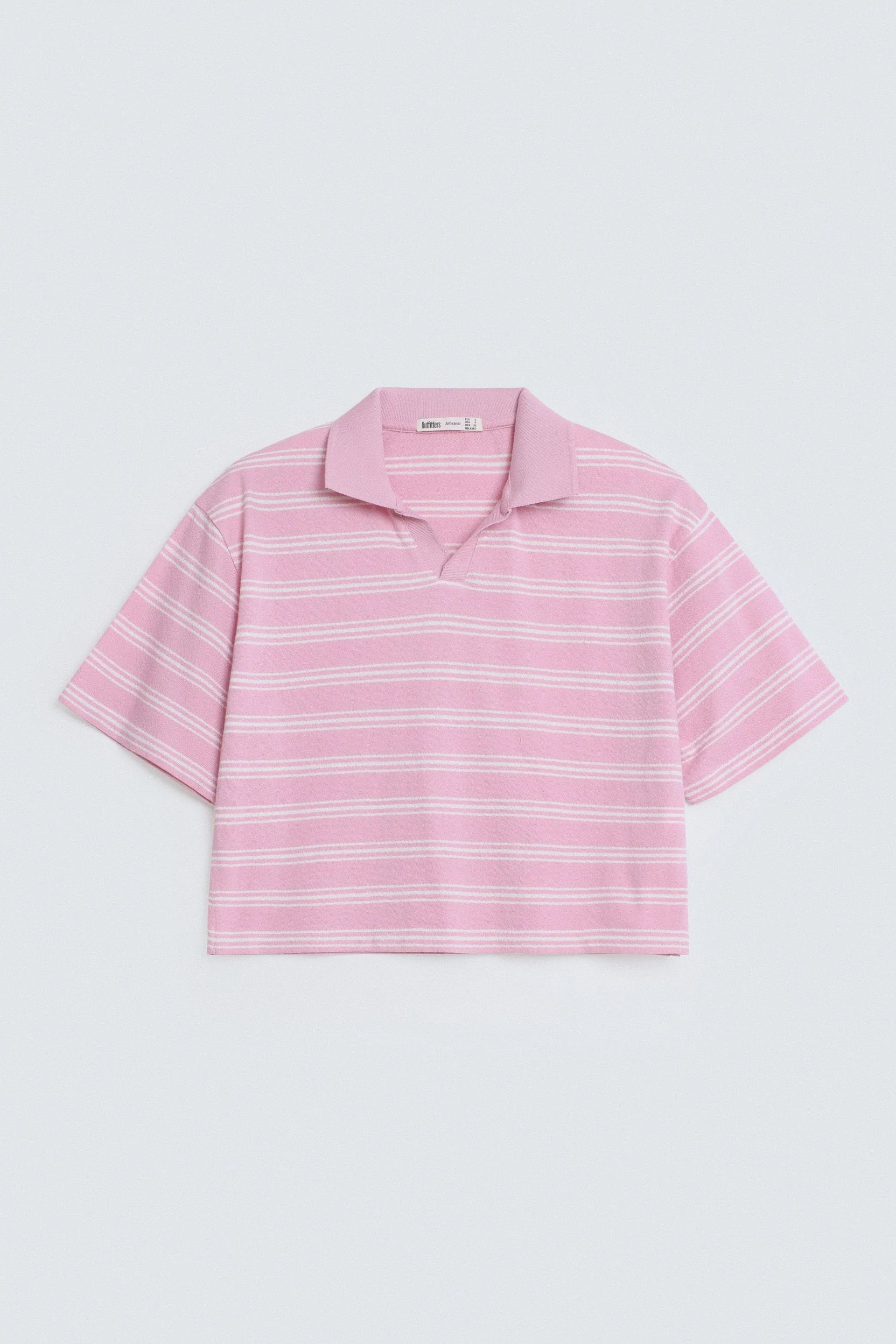 Cropped Striped Polo Shirt