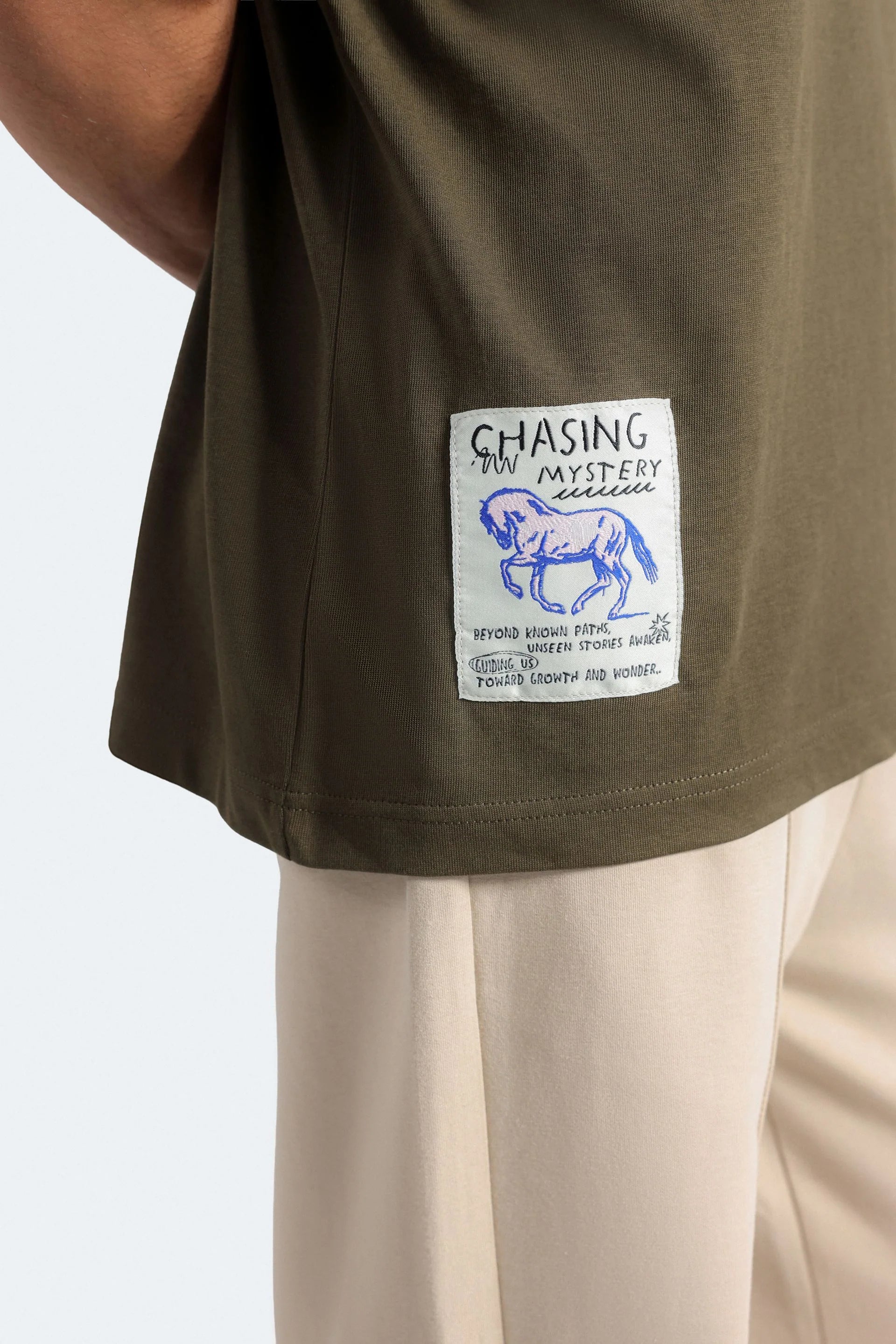Slogan Print T-Shirt With Label Patch