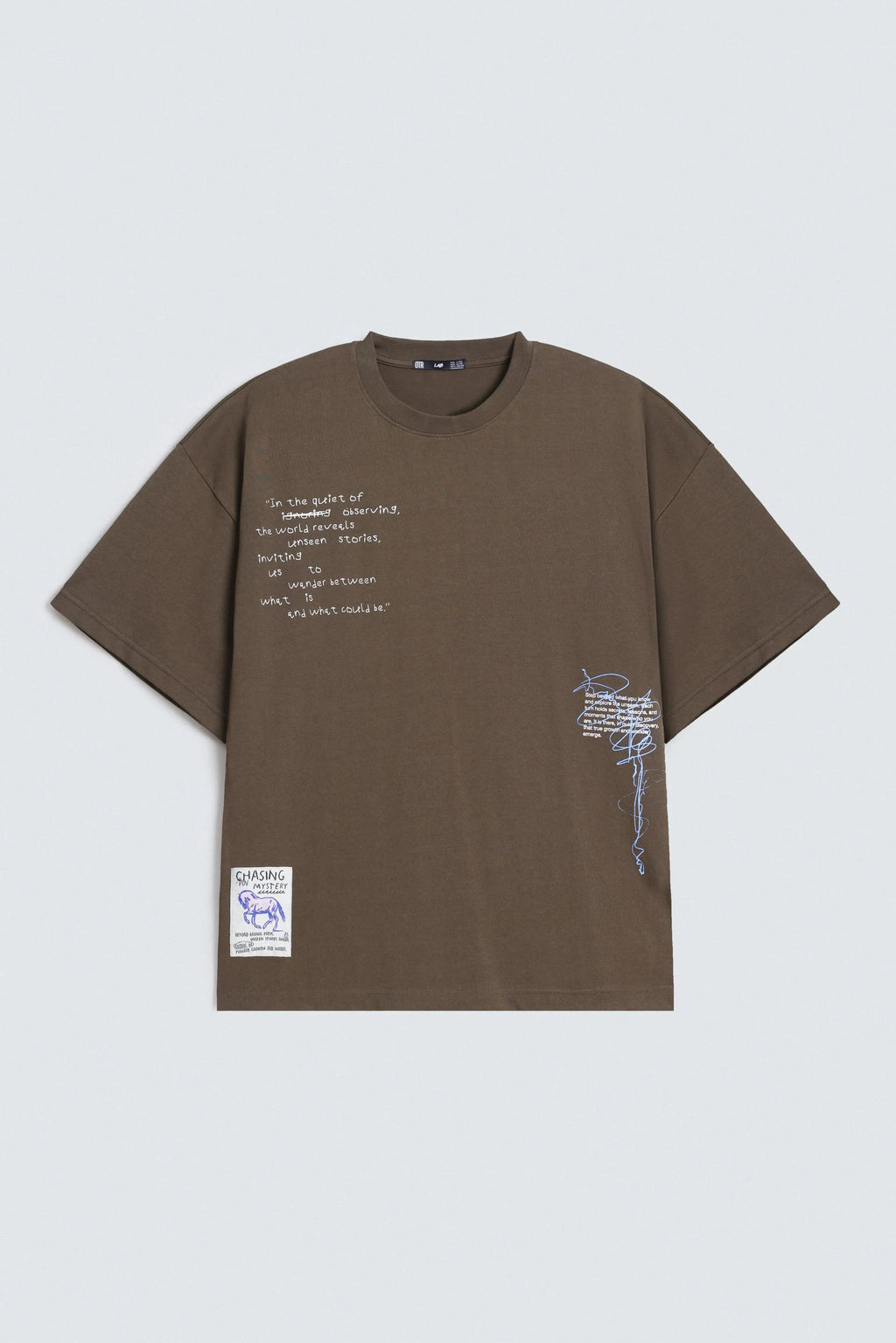 Slogan Print T-Shirt With Label Patch