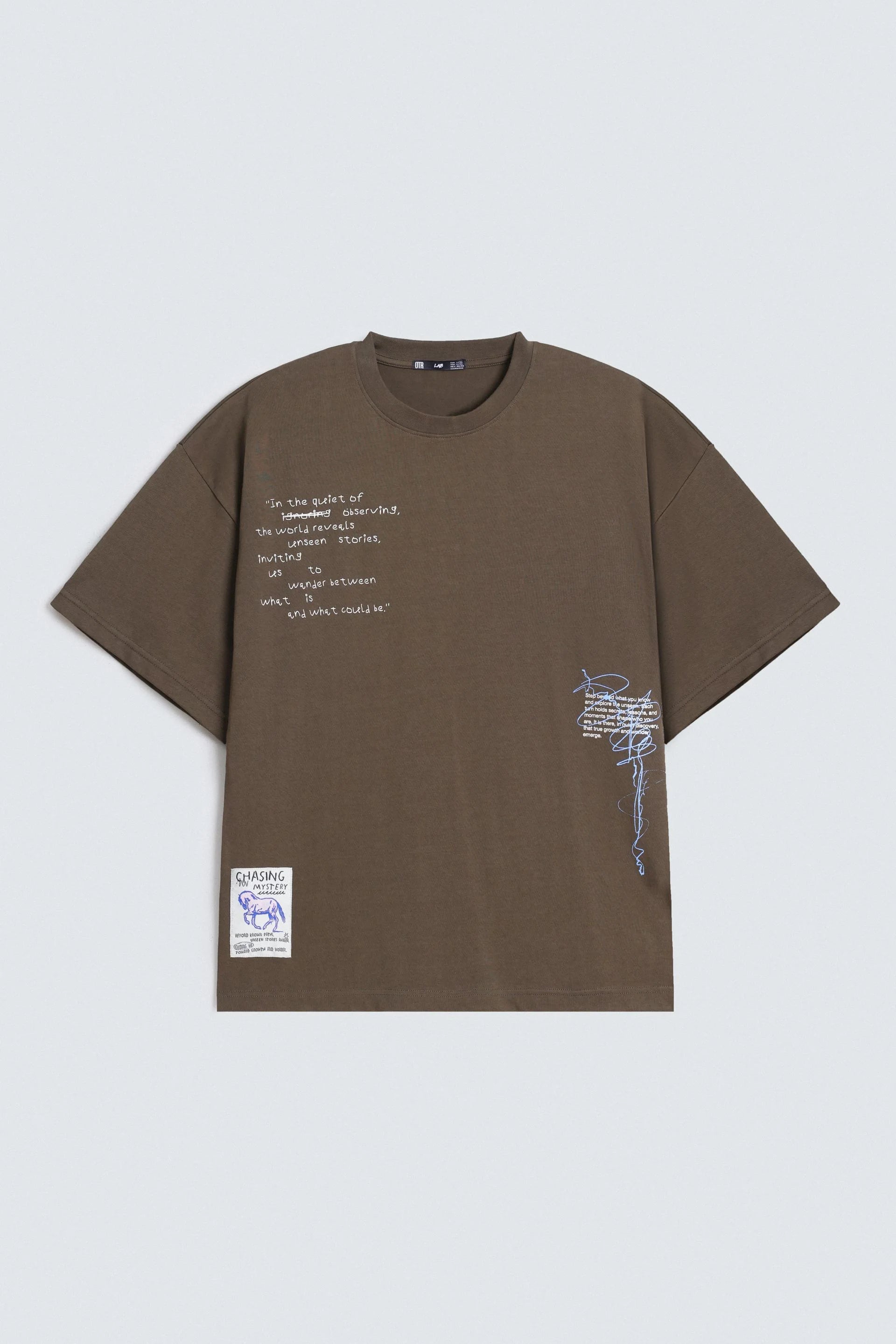 Slogan Print T-Shirt With Label Patch