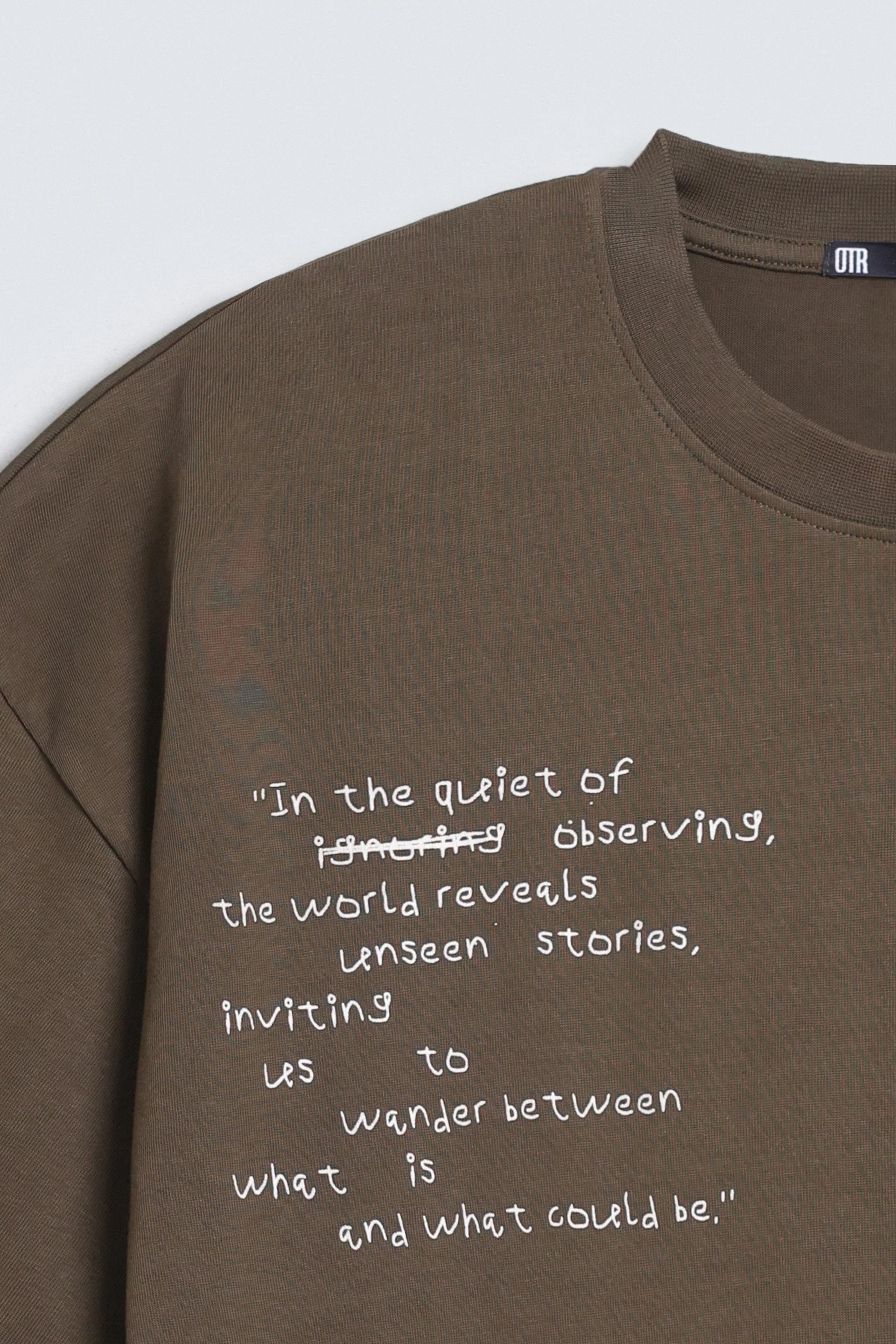 Slogan Print T-Shirt With Label Patch