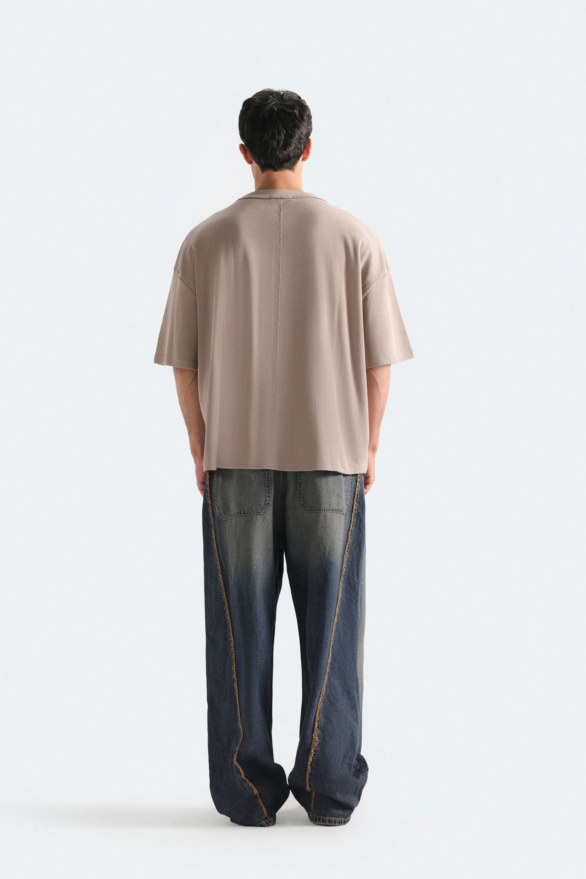 Textured Slogan Print T-Shirt
