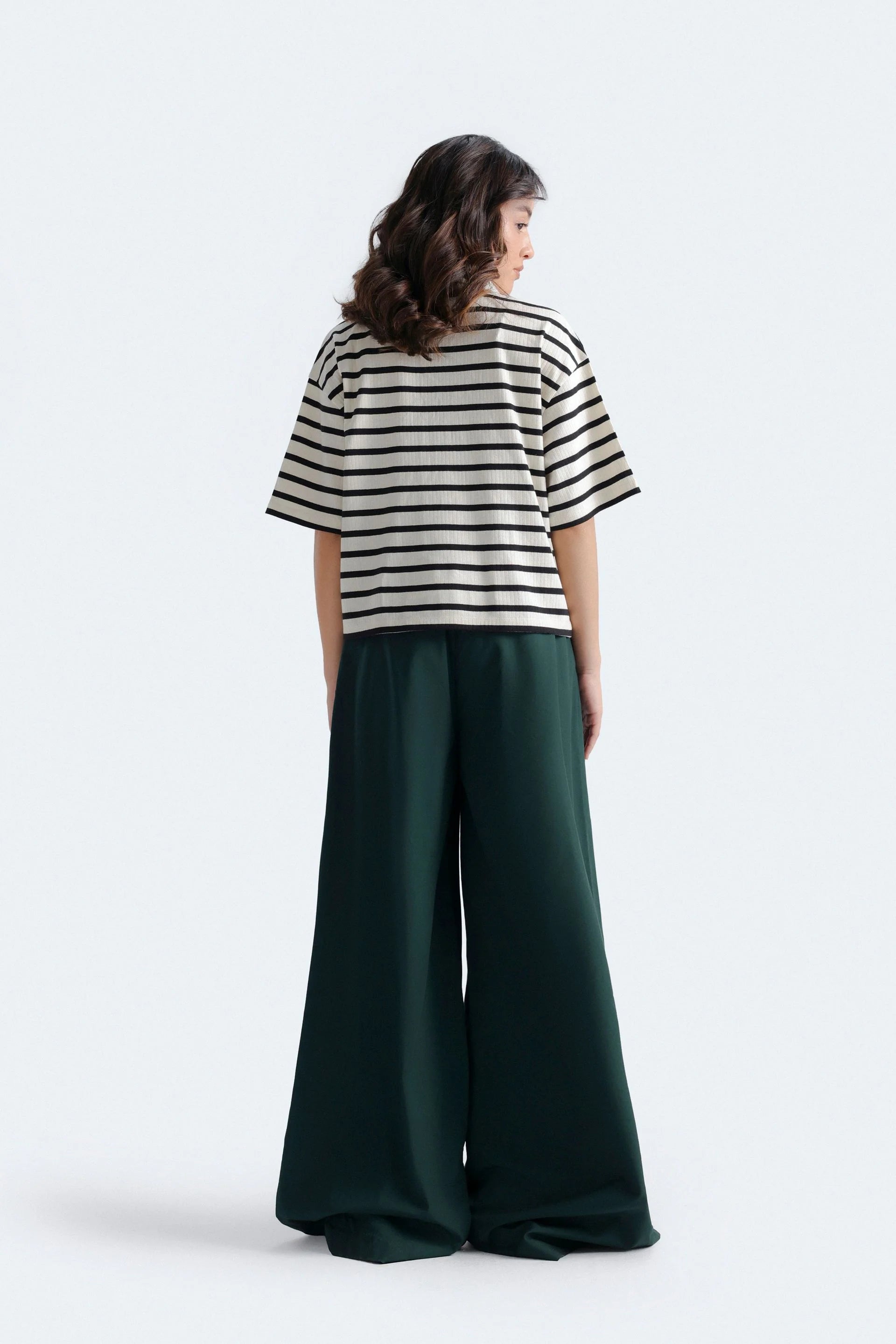 Cropped Striped Polo Shirt