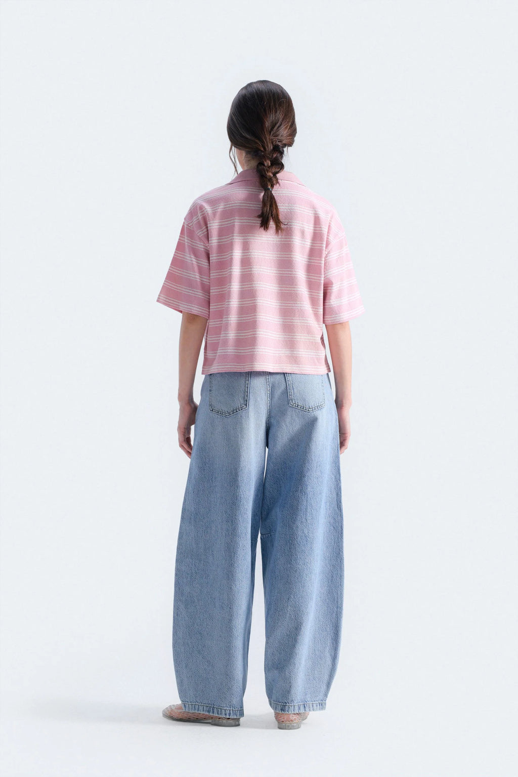 Cropped Striped Polo Shirt