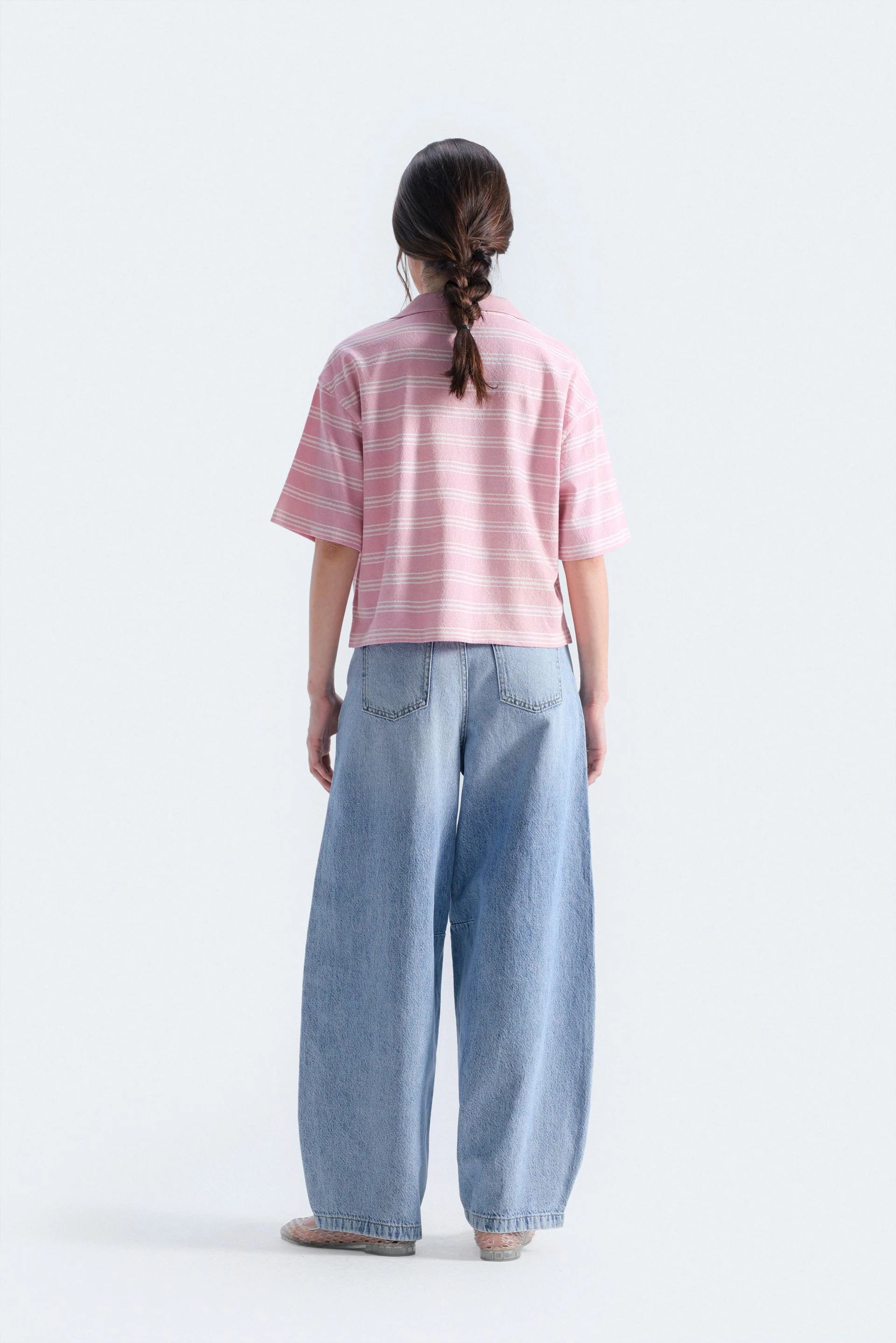 Cropped Striped Polo Shirt